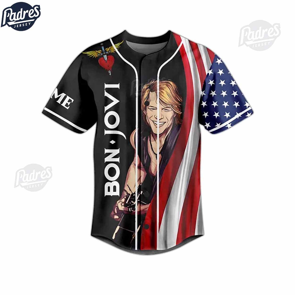 Custom 4th Of July Bon Jovi Baseball Jersey - Padres Jersey Oasis: Elevate Your Baseball Style Game T-Shirts,... (Image 3)