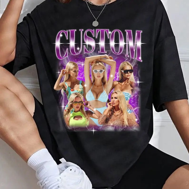 Custom 90s Vintage Bootleg Shirt, Custom Face Shirt, Custom Bootleg shirt, Custom Photo Shirt, custom vintage t shirt, Custom Girlfriend Tee, HL186