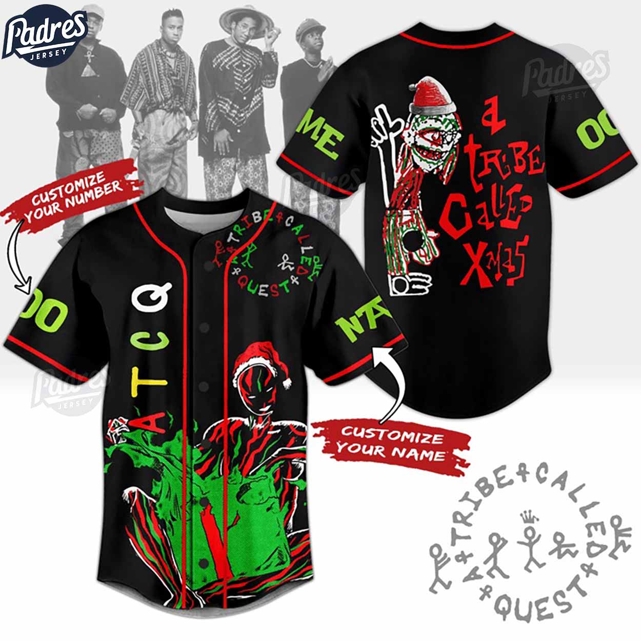 Custom A Tribe Called Quest ATCQ Christmas Baseball Jersey - Padres Jersey Oasis: Elevate Your Baseball Style... (Image 1)