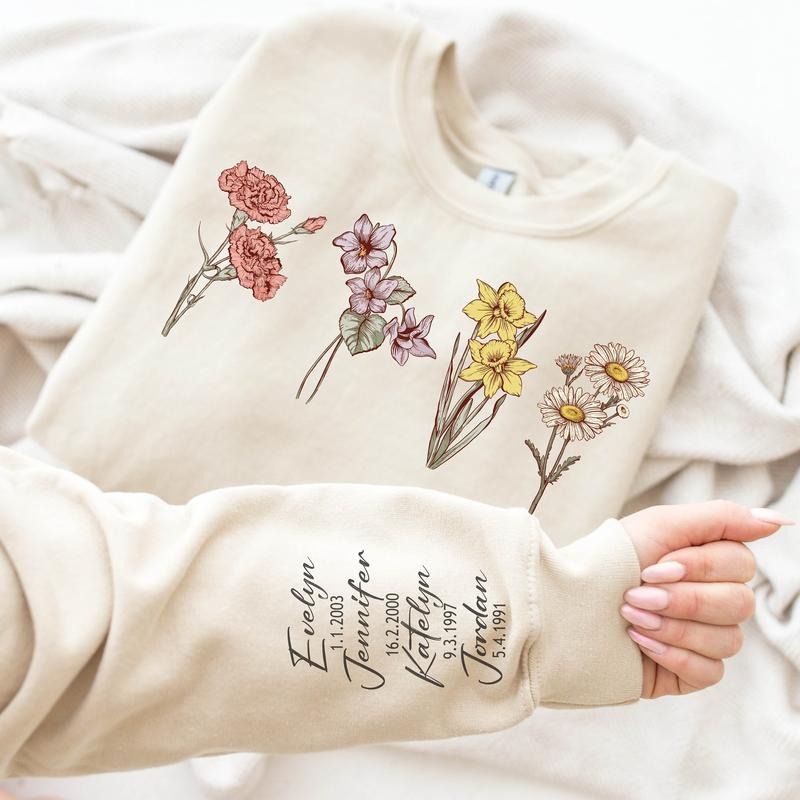 Custom Birth Month Birth Flower Sweatshirt, Gift for Grandmother, Mother's Day Gift, Custom Mom Shirt, Grandma Birth Month Shirt, Mama Gift