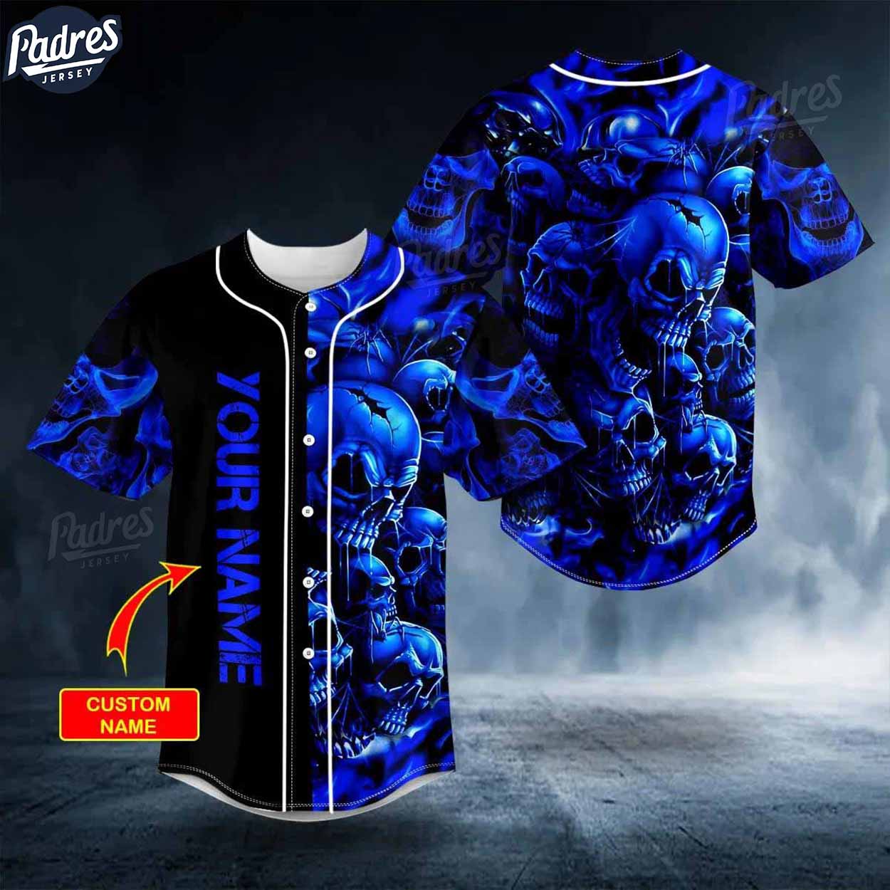 Custom Blue Cracked Skull Baseball Jersey - Padres Jersey Oasis: Elevate Your Baseball Style Game T-Shirts, Hoodie,...