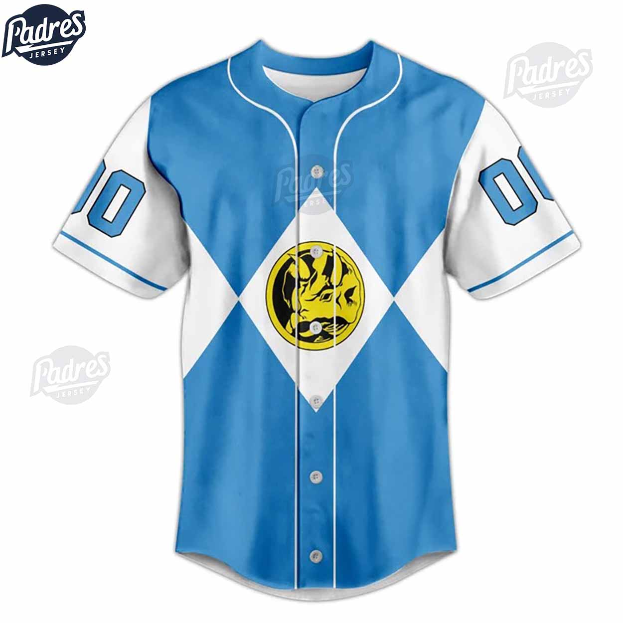 Custom Power Rangers Blue Ranger Baseball Jersey - Padres Jersey Oasis: Elevate Your Baseball Style Game... (Image 3)