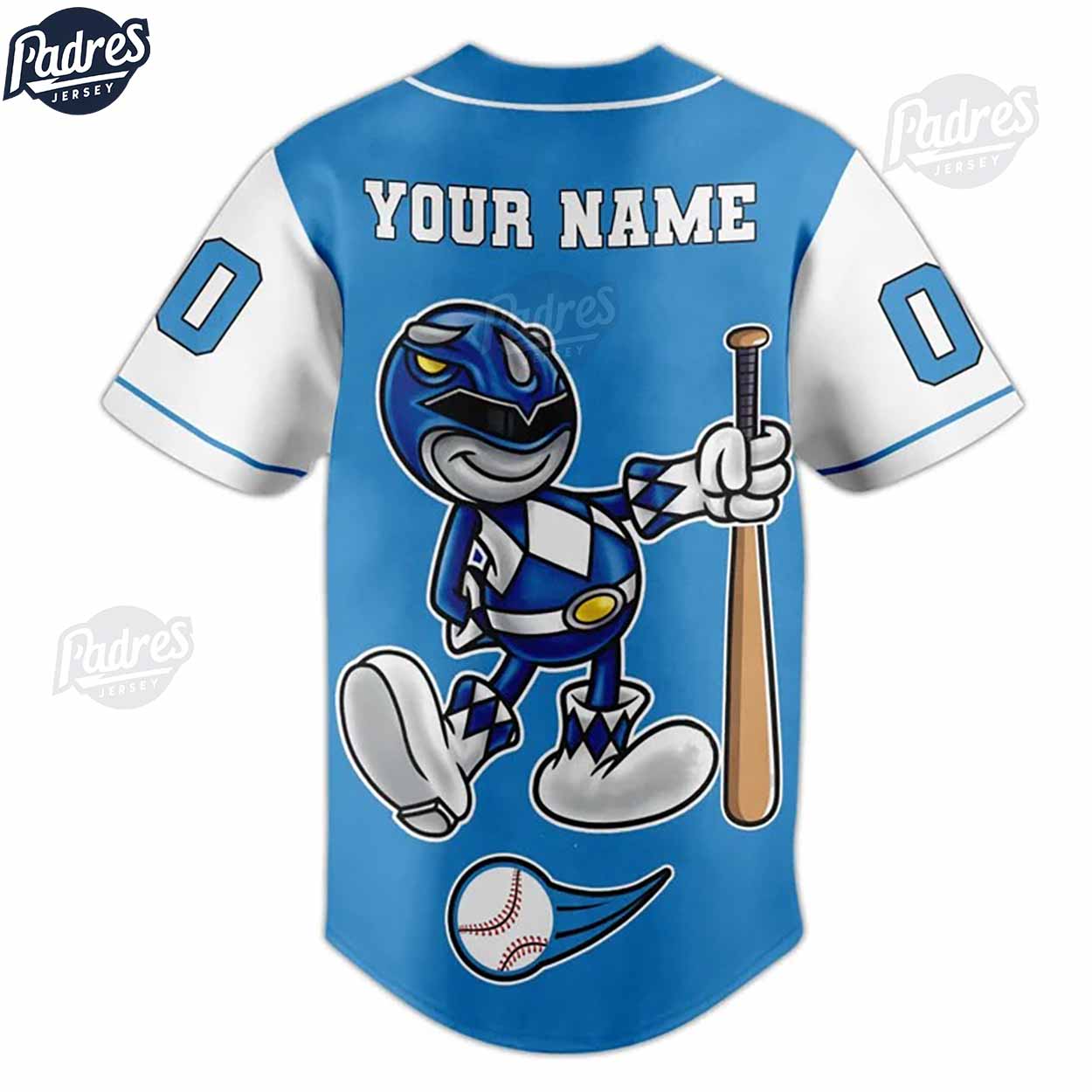 Custom Power Rangers Blue Ranger Baseball Jersey - Padres Jersey Oasis: Elevate Your Baseball Style Game... (Image 4)