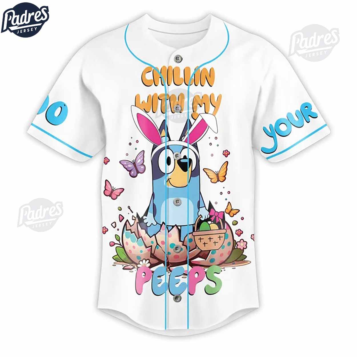 Custom Bluey Easter Day Baseball Jersey - Padres Jersey Oasis: Elevate Your Baseball Style Game T-Shirts,... (Image 2)