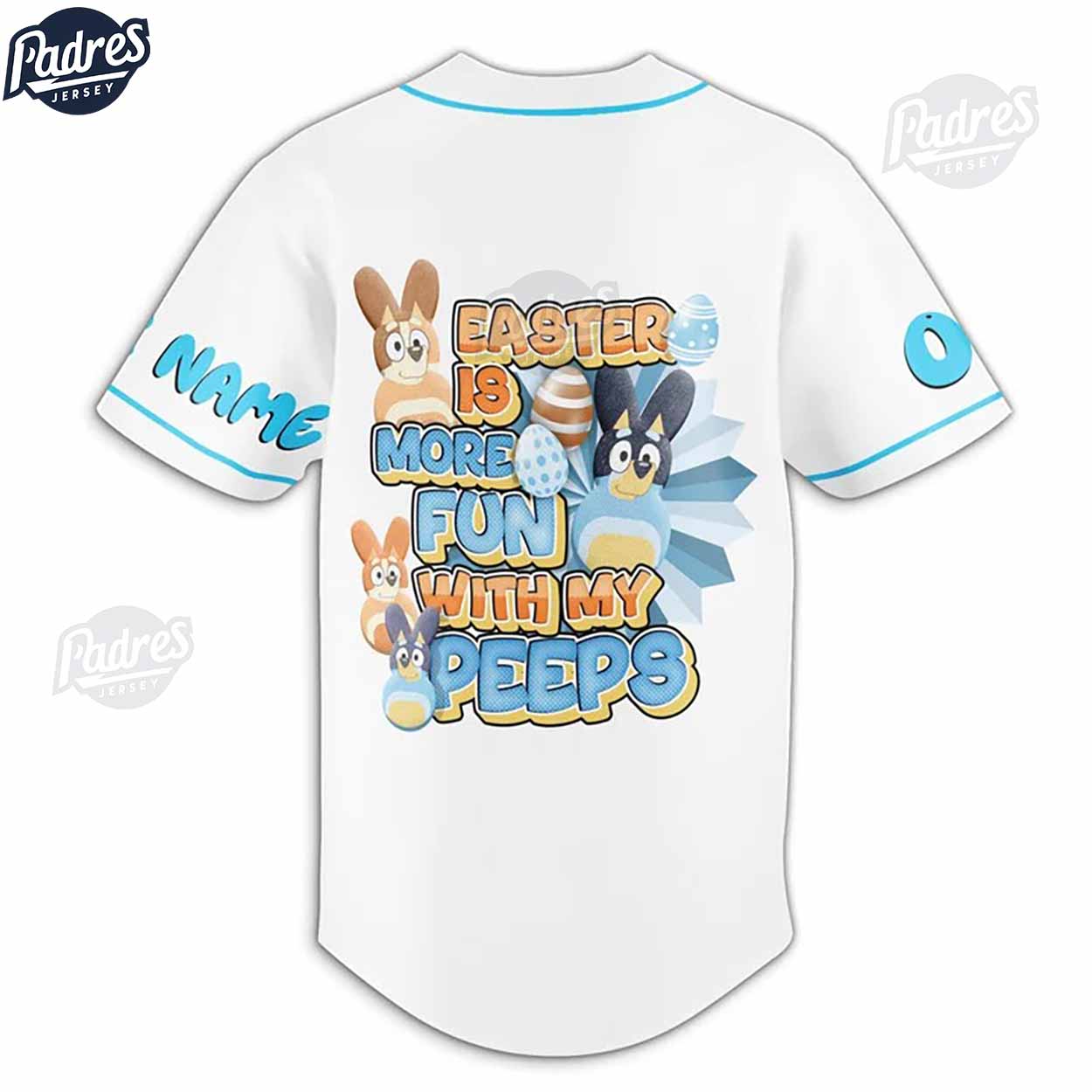 Custom Bluey Easter Day Baseball Jersey - Padres Jersey Oasis: Elevate Your Baseball Style Game T-Shirts,... (Image 3)