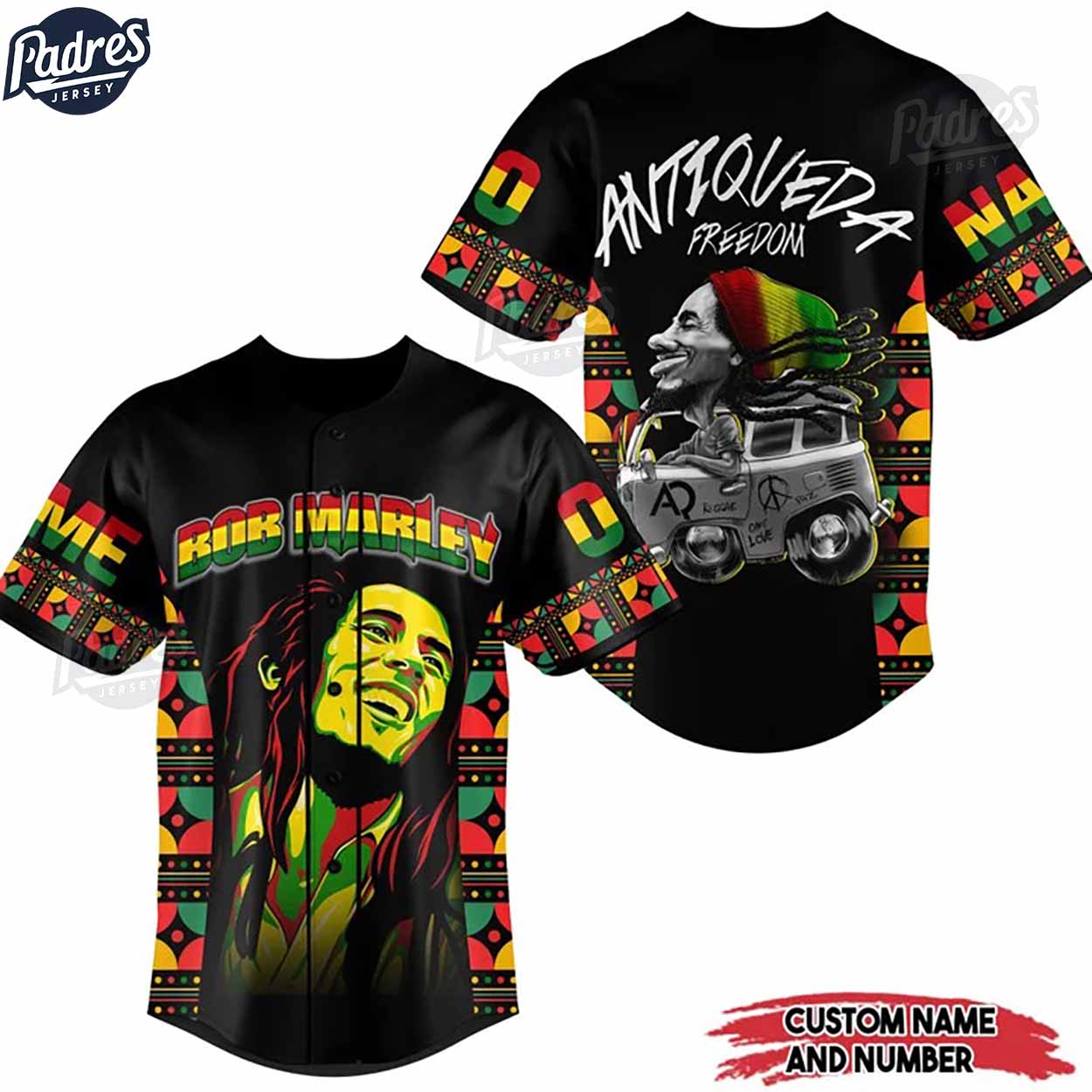 Custom Bob Marley Anti Overeda Freedom Baseball Jersey - Padres Jersey Oasis: Elevate Your Baseball Style Game... (Image 1)
