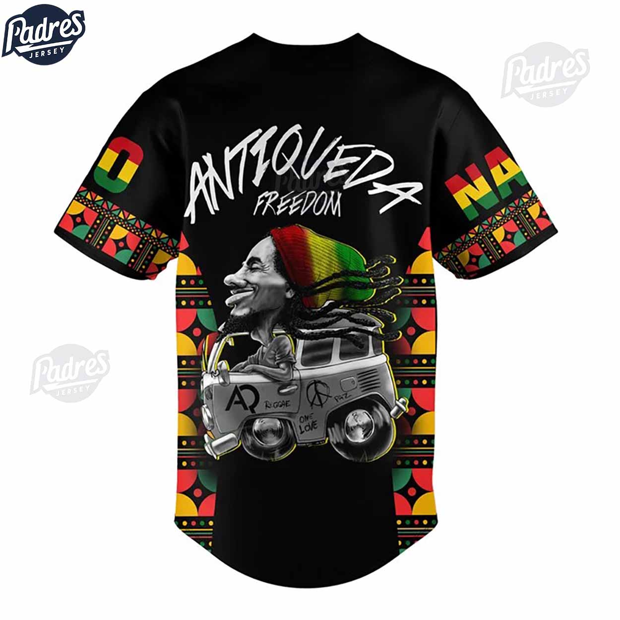 Custom Bob Marley Anti Overeda Freedom Baseball Jersey - Padres Jersey Oasis: Elevate Your Baseball Style Game... (Image 2)