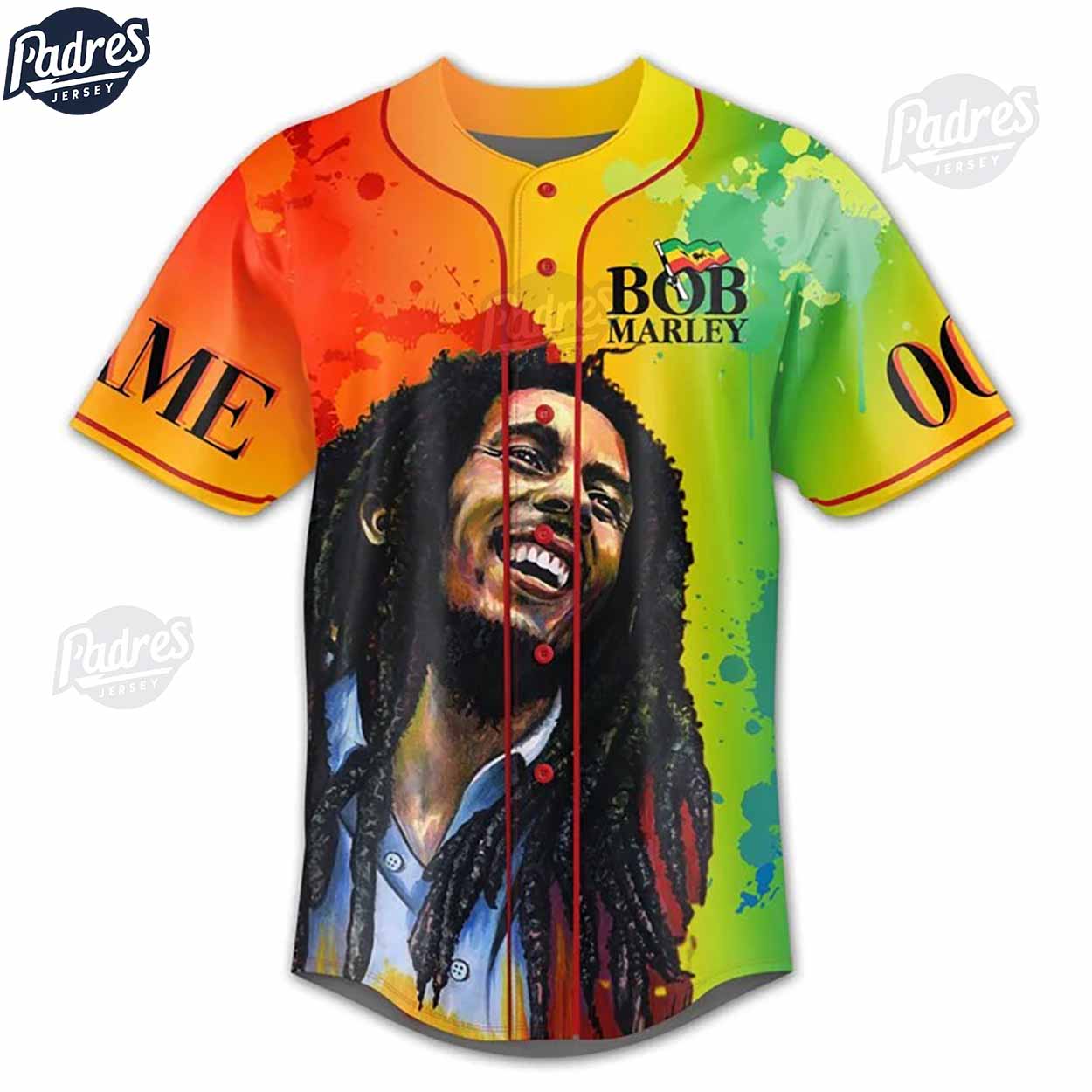 Custom Bob Marley One Legend Baseball Jersey - Padres Jersey Oasis: Elevate Your Baseball Style Game T-Shirts,... (Image 2)