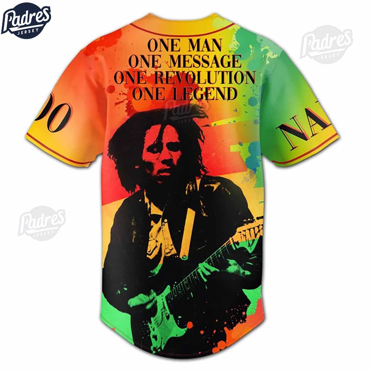Custom Bob Marley One Legend Baseball Jersey - Padres Jersey Oasis: Elevate Your Baseball Style Game T-Shirts,... (Image 3)
