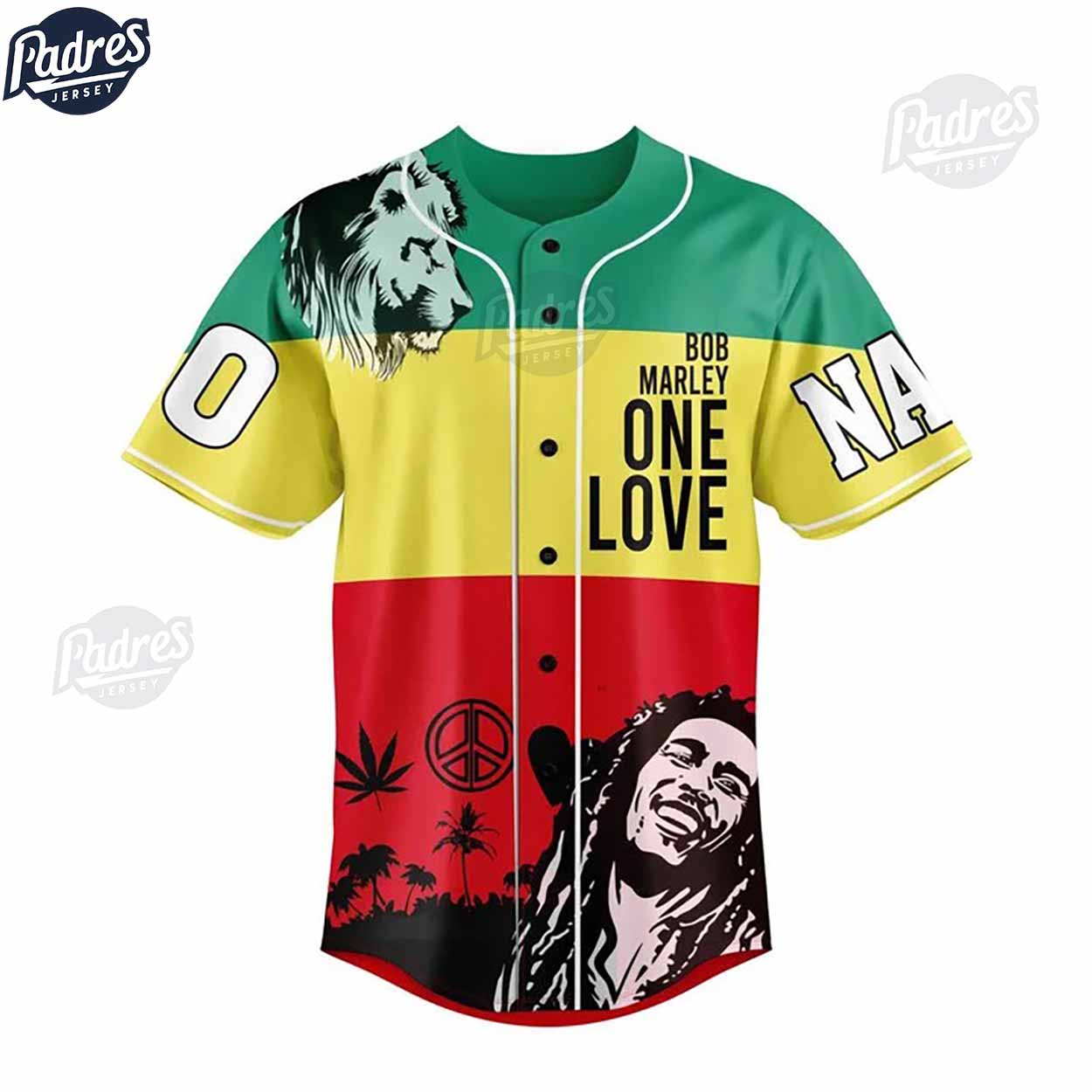 Custom Bob Marley One Love Baseball Jersey - Padres Jersey Oasis: Elevate Your Baseball Style Game T-Shirts,... (Image 2)