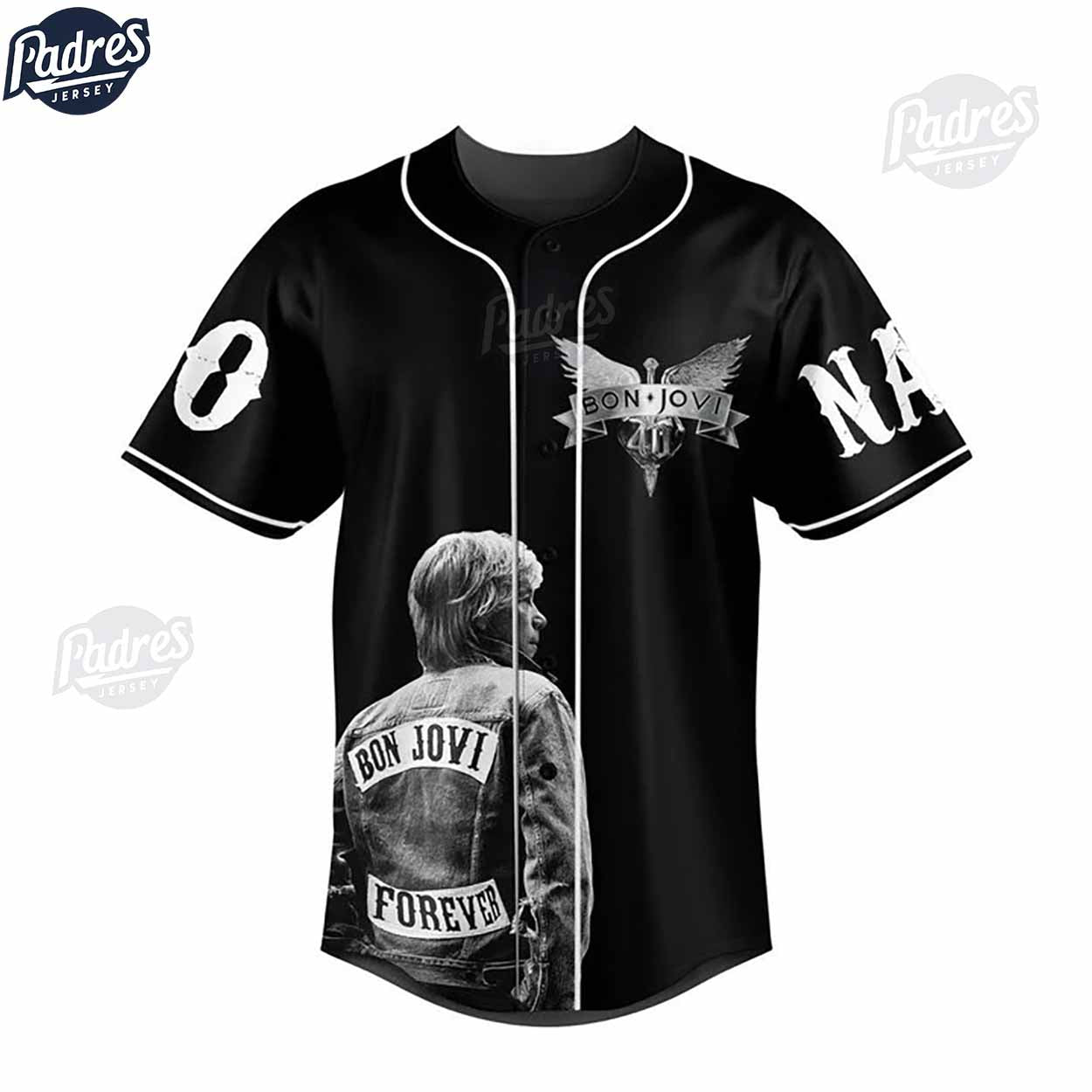 Custom Bon Jovi Forever Baseball Jersey - Padres Jersey Oasis: Elevate Your Baseball Style Game T-Shirts,... (Image 2)