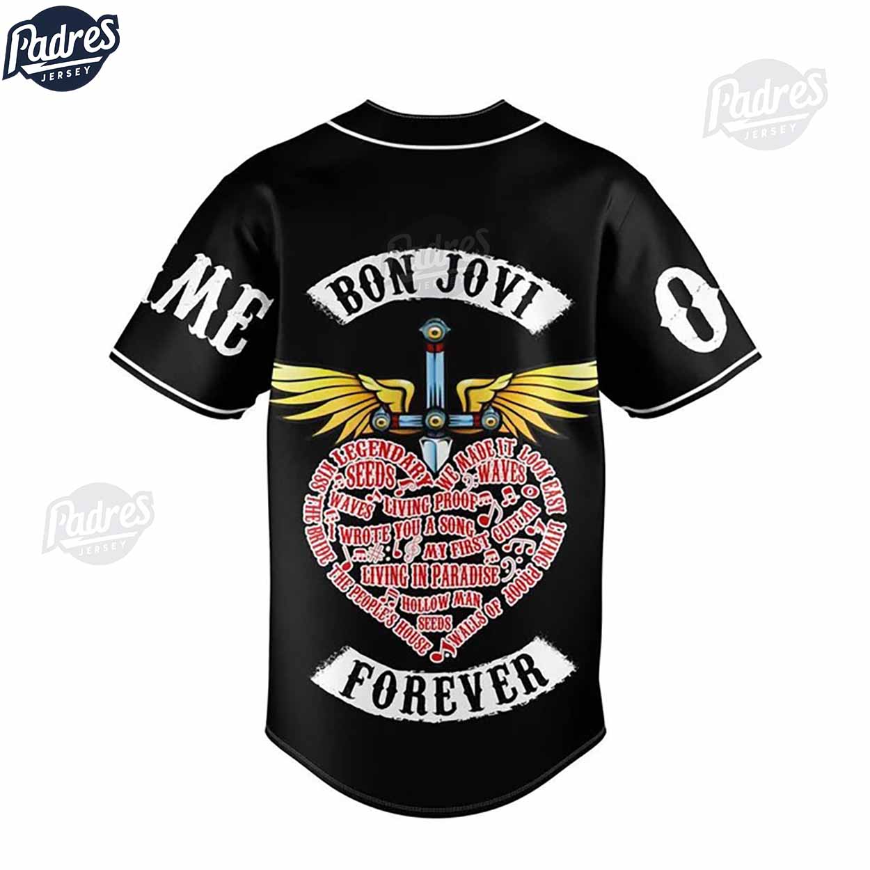 Custom Bon Jovi Forever Baseball Jersey - Padres Jersey Oasis: Elevate Your Baseball Style Game T-Shirts,... (Image 3)