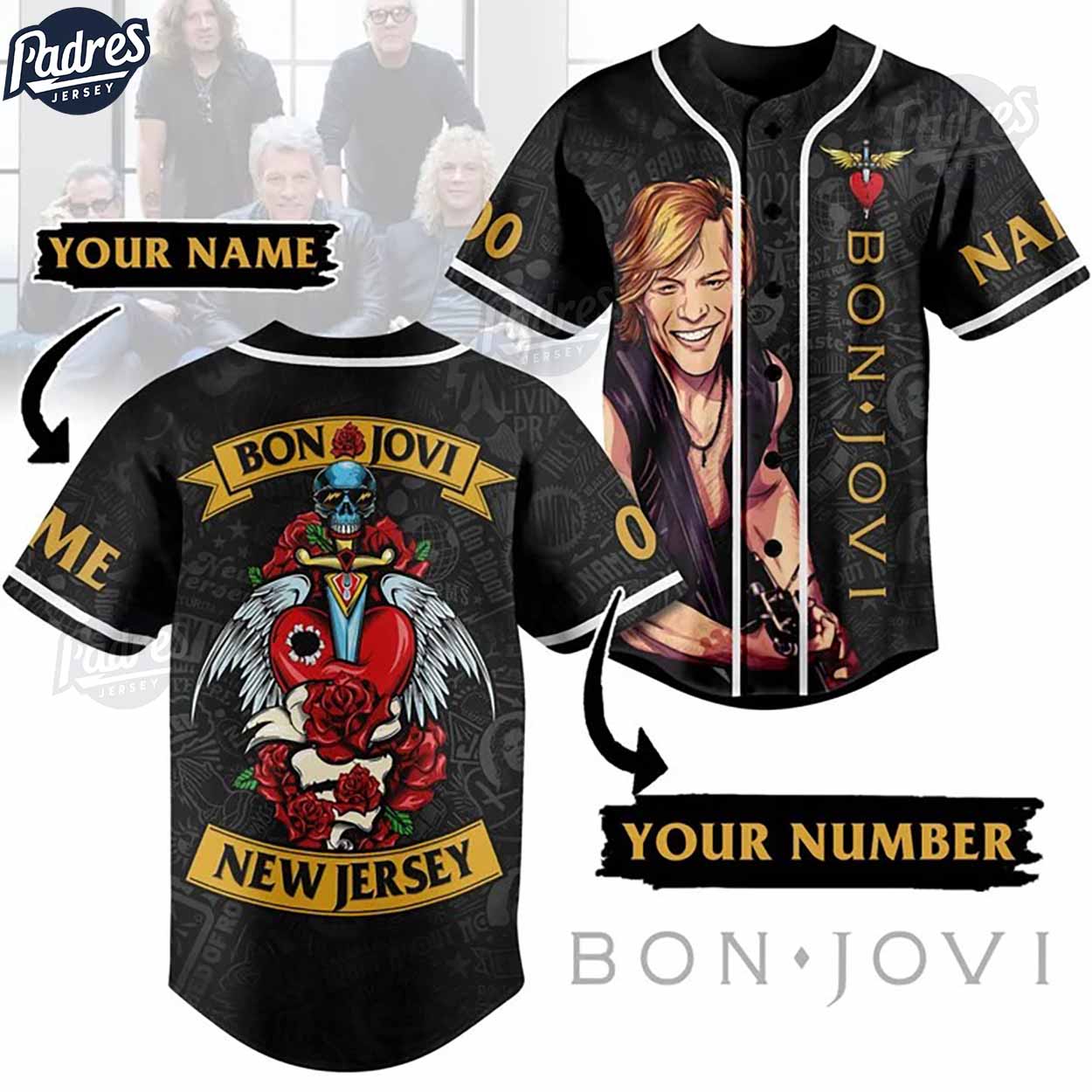 Custom Bon Jovi New Jersey Baseball Jersey Style - Padres Jersey Oasis: Elevate Your Baseball Style Game