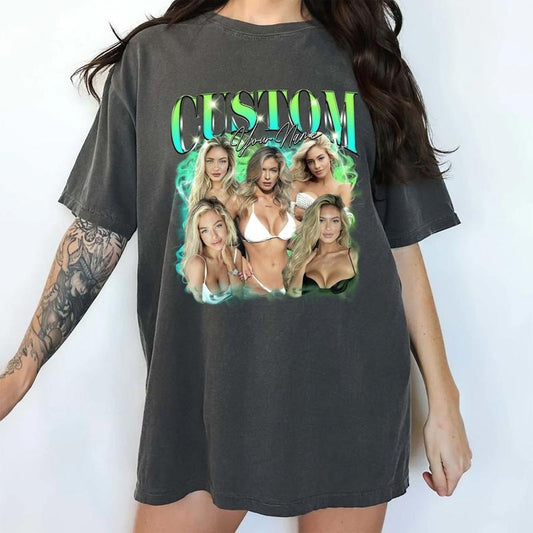 Custom Bootleg Rap Tee Comfort Colors, Custom Photo Vintage 90s Graphic Shirt, Insert Your Design Here, Girlfriend Valentine's Day Gifts for Boyfriend