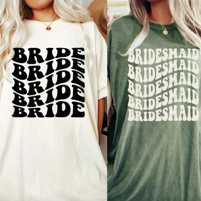 Custom Bride Shirt, Retro Bachelorette Shirt, Bachelorette Party Shirt, Bridal Gift, Honeymoon Gift, Bachelorette Party, Bridesmaid College Font Comfort Cotton Fabric Top
