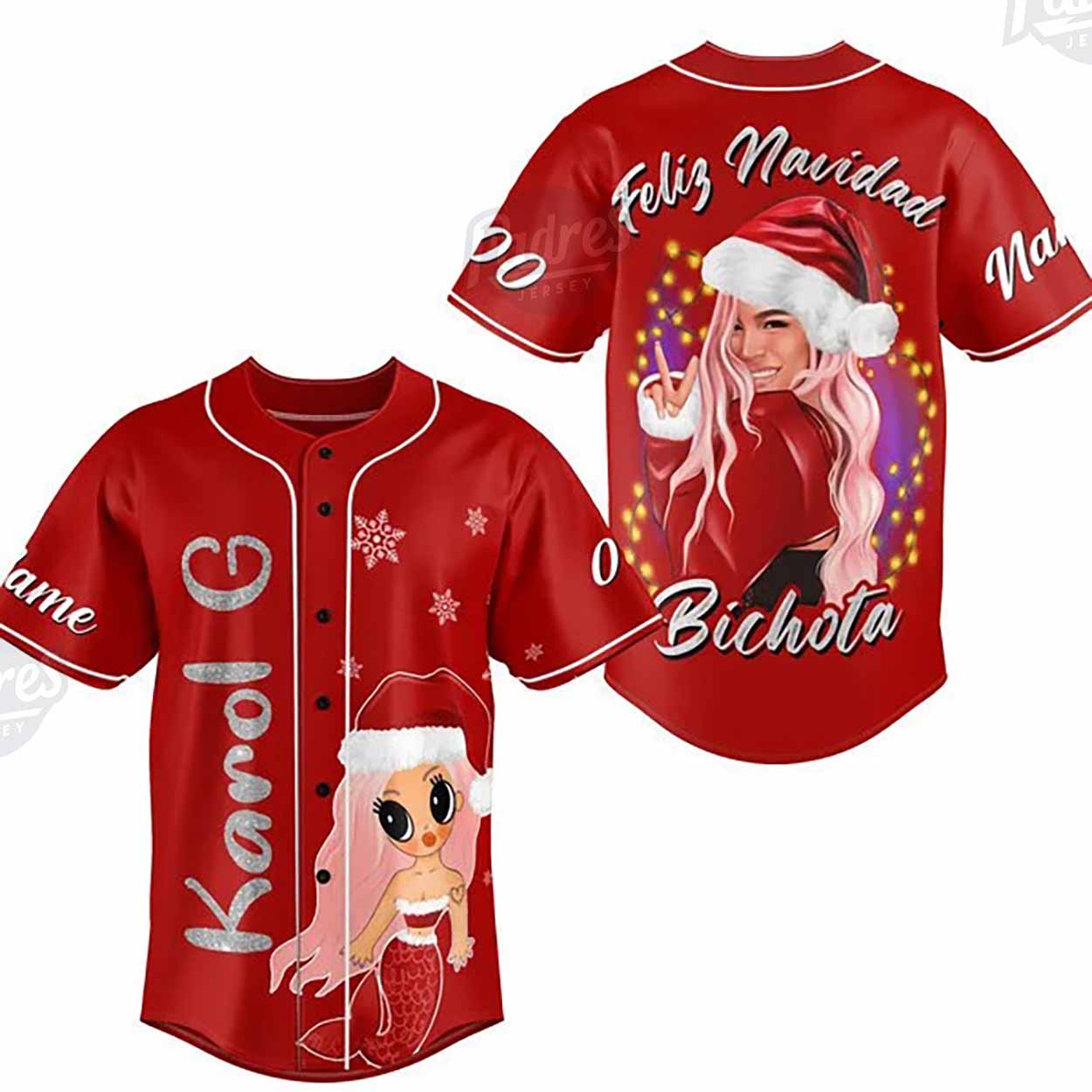Custom Christmas Karol G Baseball Jersey - Padres Jersey Oasis: Elevate Your Baseball Style Game T-Shirts,... (Image 1)