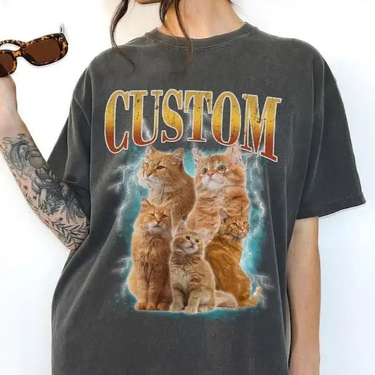 Custom Comfort Colors Rap Tee, Vintage Custom Photo Shirt, Personalized Vintage 90s Outfit, Custom Birthday Gifts, Gift for Girlfriend, Gift for Boyfriend, Valentines Gift