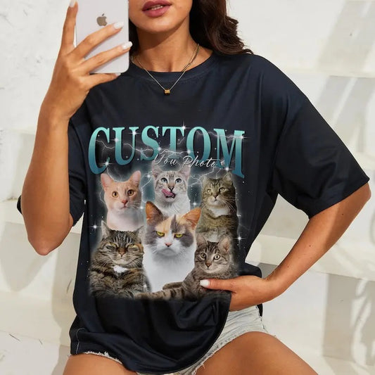 Custom Dog Photo shirt, Custom Bootleg Rap Tee, Custom Photo - Vintage Graphic 90s Tshirt, Design Unique Pet T-shirt, Gift for Dog Lover, HL133