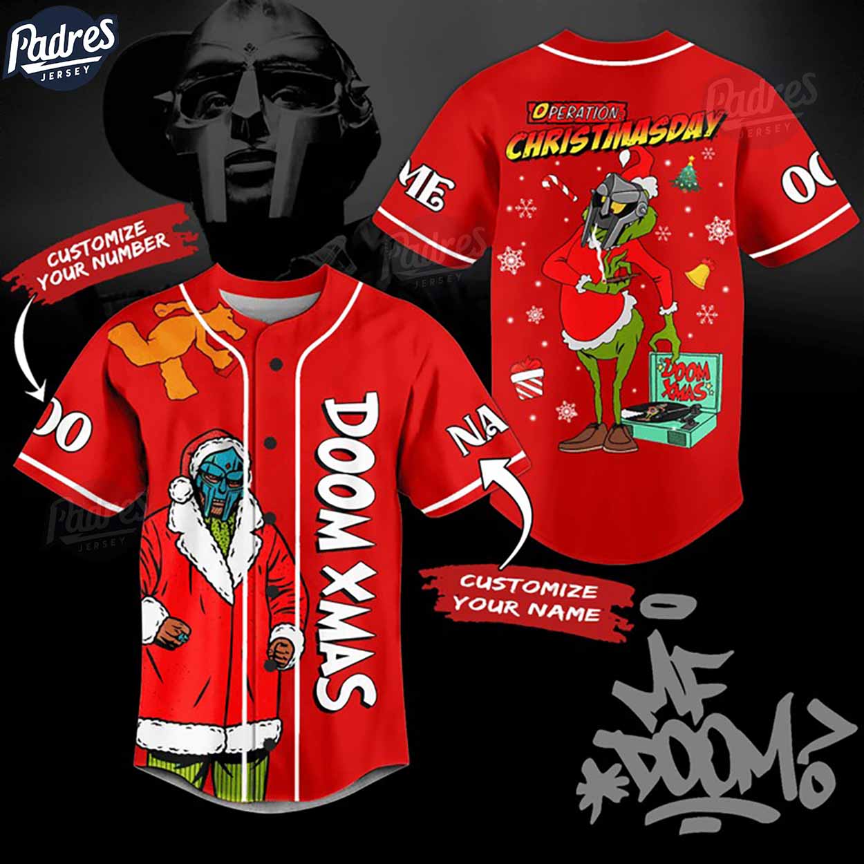 Custom Doom Xmas Operation Christmas Day Baseball Jersey - Padres Jersey Oasis: Elevate Your Baseball Style... (Image 1)