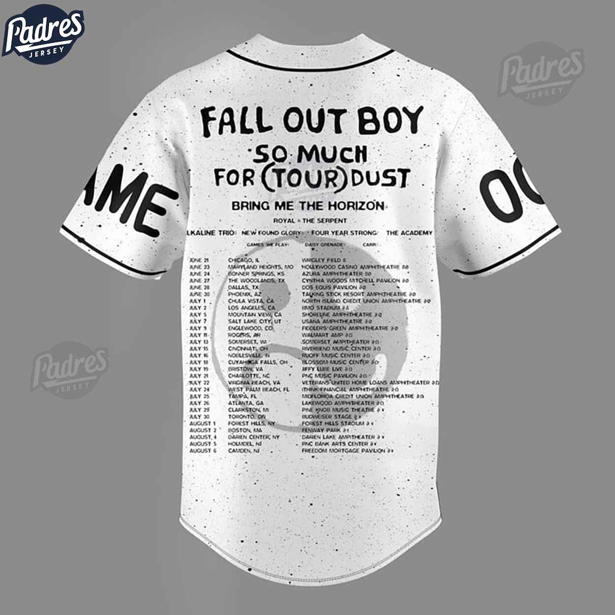 Custom Fall Out Boy So Much For Tour Dust White Baseball Jersey - Padres Jersey Oasis: Elevate Your Baseball Style Game