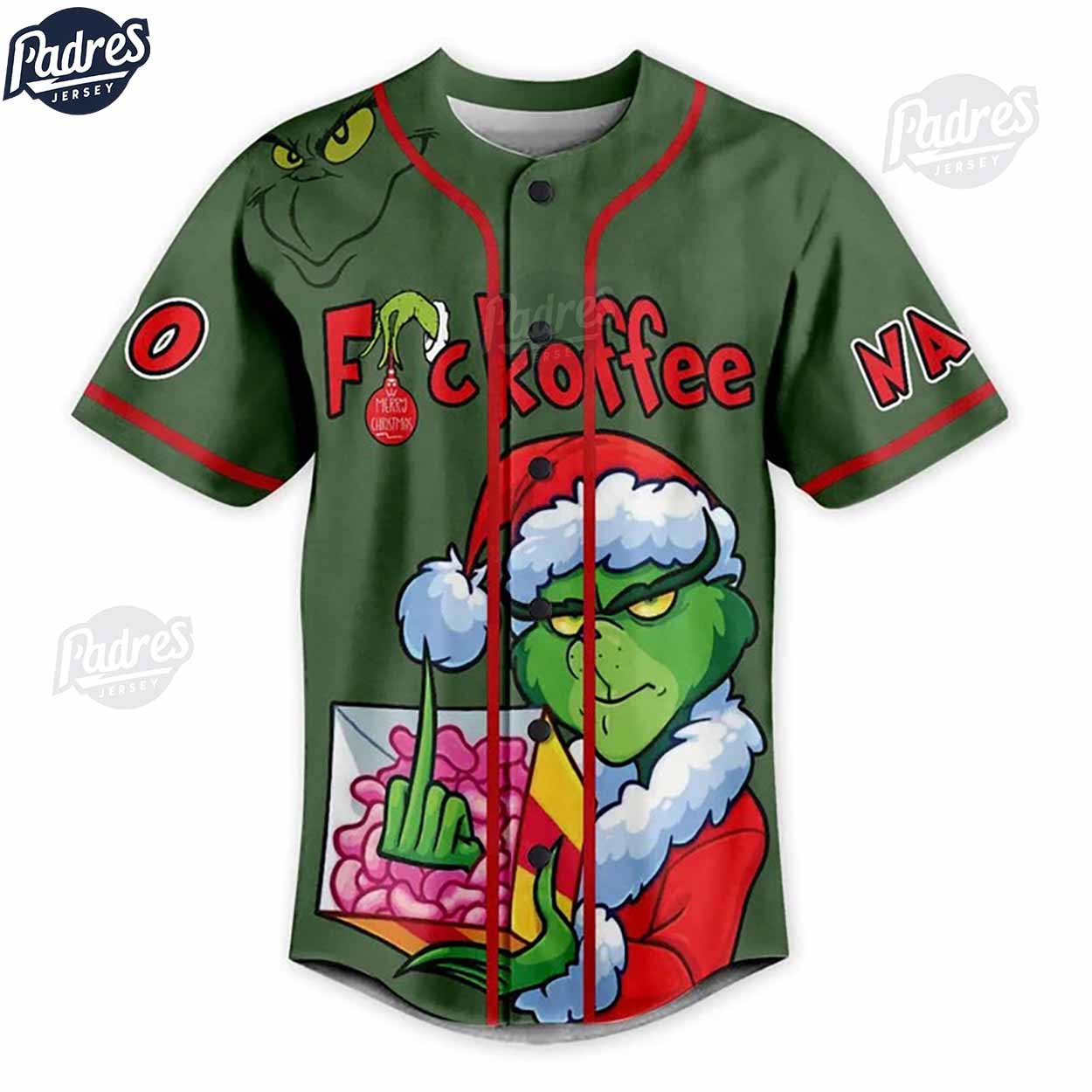Custom Fuckoffe I’m A Grinch Before Coffee Baseball Jersey - Padres Jersey Oasis: Elevate Your Baseball Style... (Image 2)