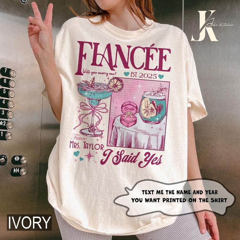 Custom Future Mrs Shirt, Personalized Bride To Be Comfort Colors Tee, Newly Engaged Gift For Her, Engagement Gift, In My Engaged Era Shirtstyle{n002}2