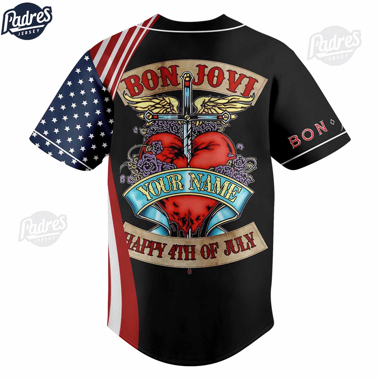 Custom Happy 4th Of July Bon Jovi Baseball Jersey - Padres Jersey Oasis: Elevate Your Baseball Style Game... (Image 2)