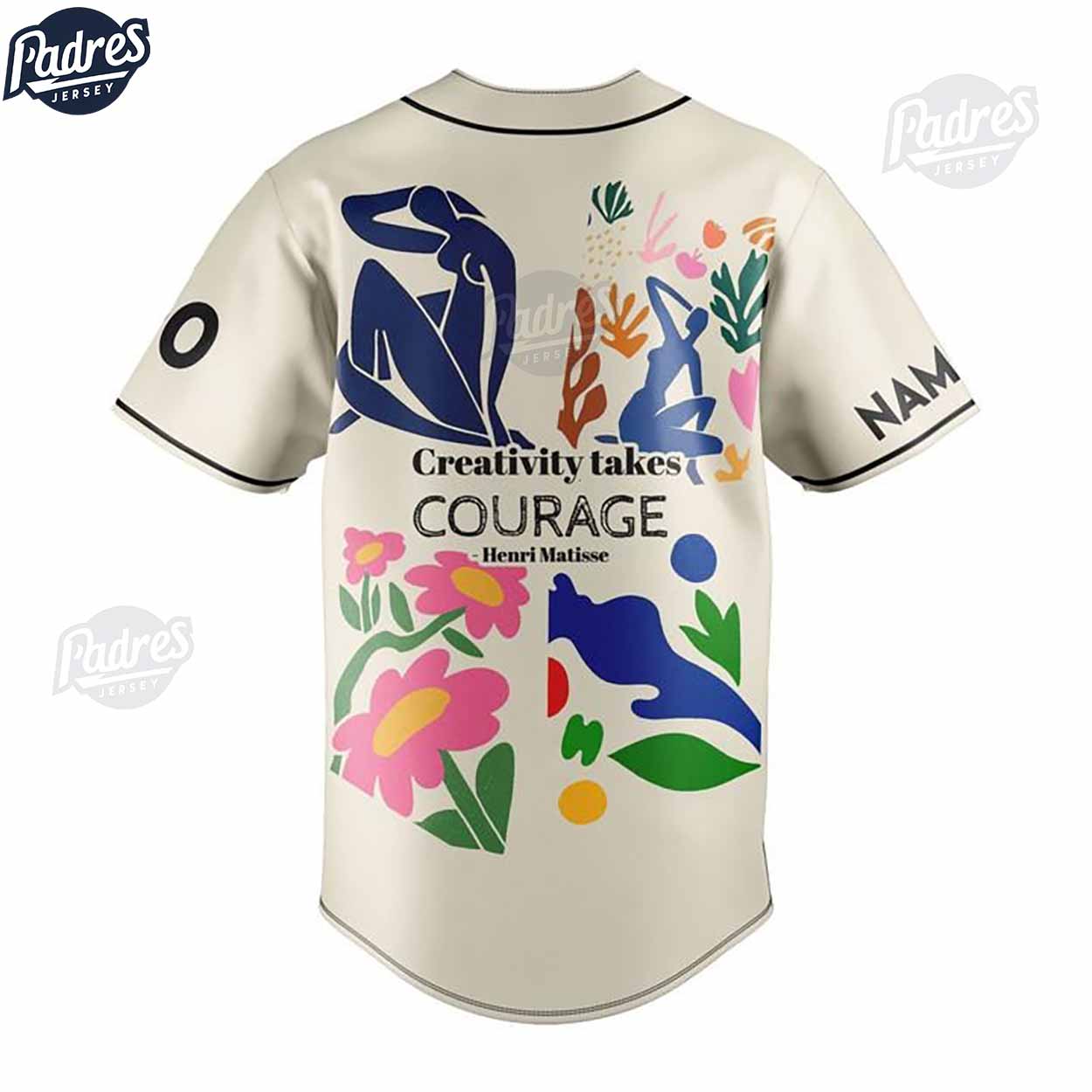 Custom Henri Matisse Baseball Jersey Creativity Takes Courage - Padres Jersey Oasis: Elevate Your Baseball... (Image 3)
