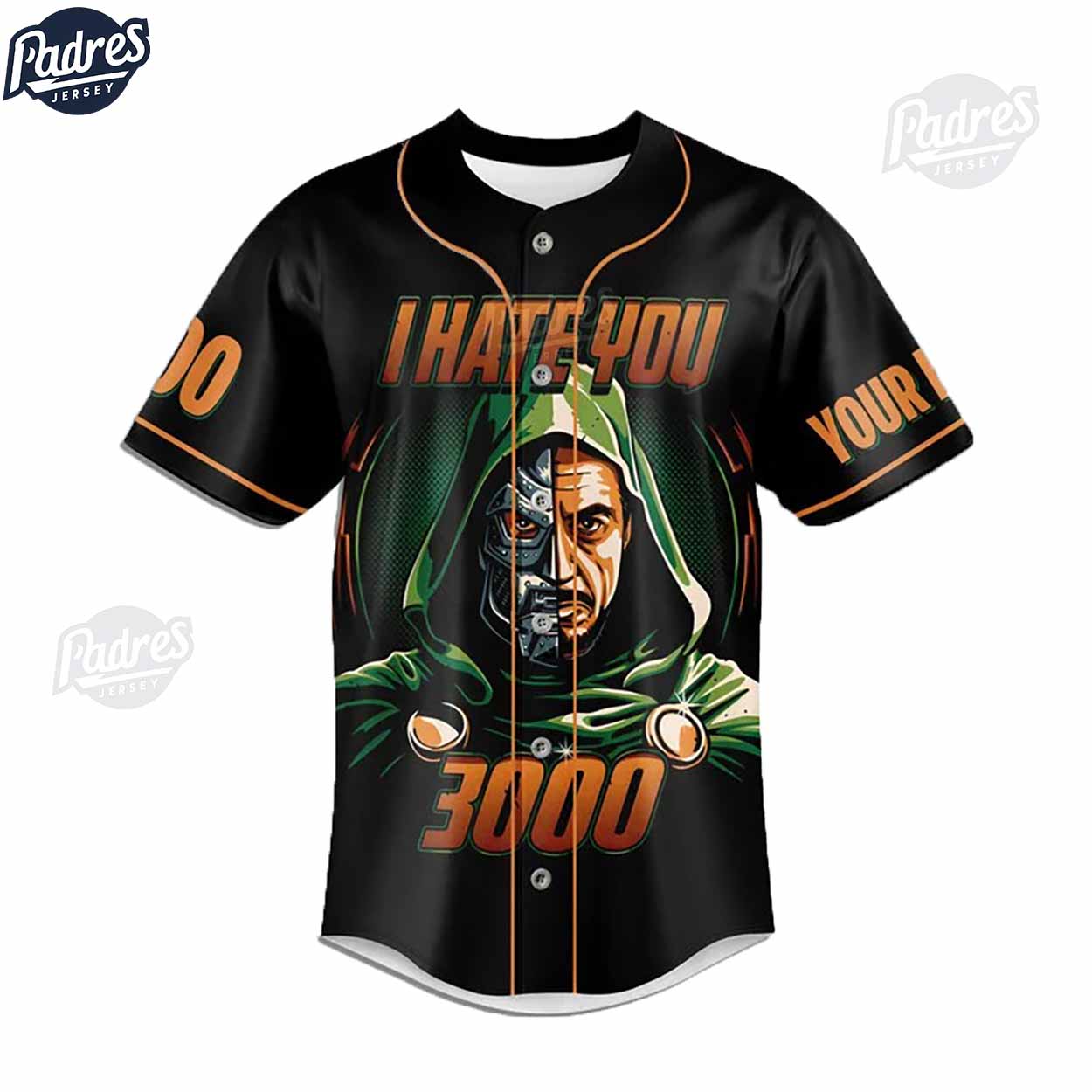 Custom I Hate You 3000 Doctor Doom Baseball Jersey - Padres Jersey Oasis: Elevate Your Baseball Style Game... (Image 3)