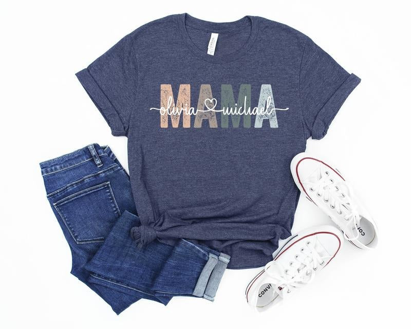 Custom Mama Shirt, Mom Shirt With Names, Personalized Mama T-shirt, Sweatshirt, Hoodie | WearSparks.com
