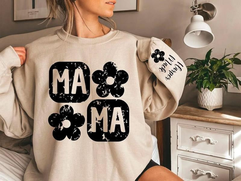 Custom Mama Sweatshirt, Funny Mothers Day Hoodie, Trendy Mom Shirt, Floral Mama Hoodie, Mom Flower Sweatshirt, Mom Life Shirt