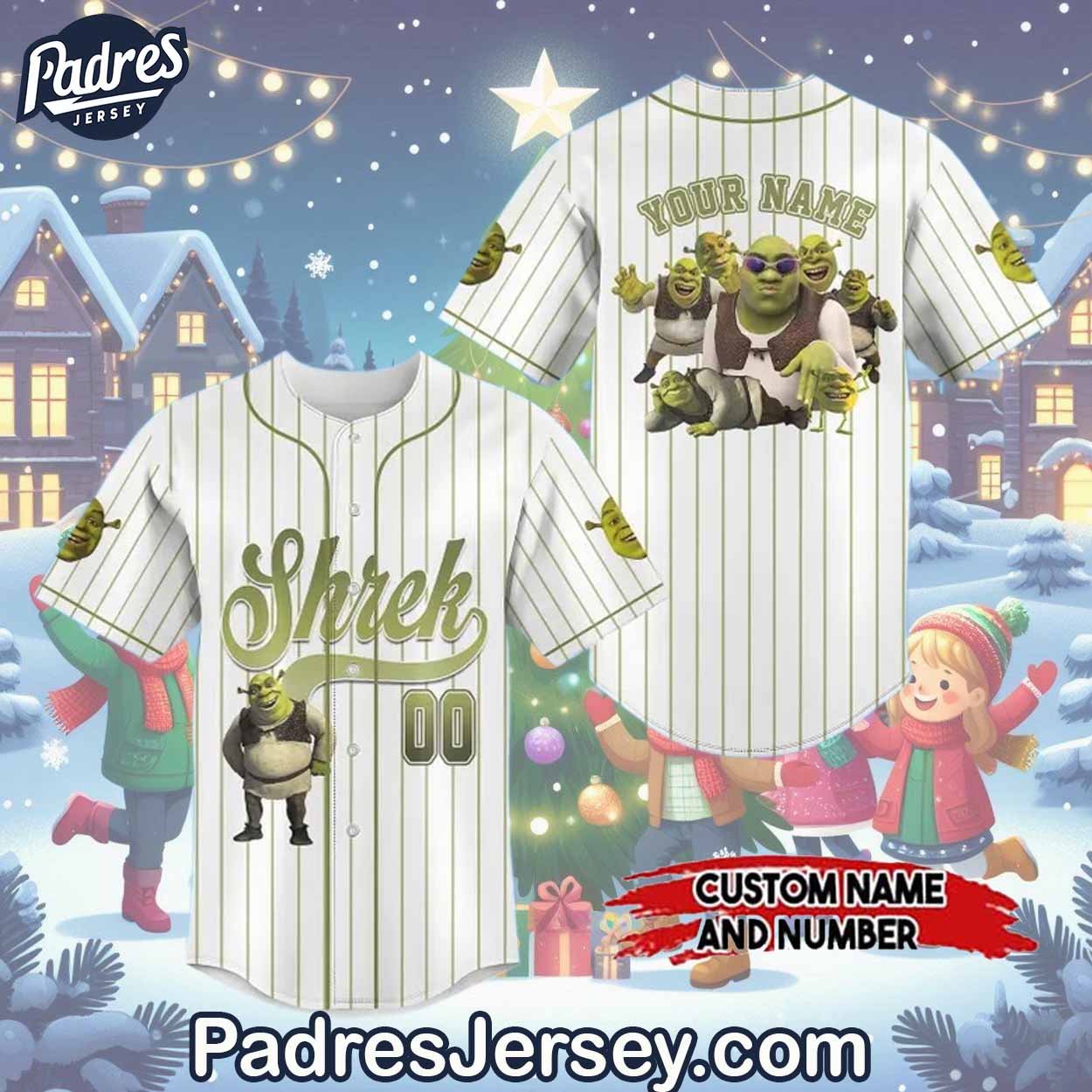 Custom Merry Christmas Shrek Baseball Jersey Outfit - Padres Jersey Oasis: Elevate Your Baseball Style Game