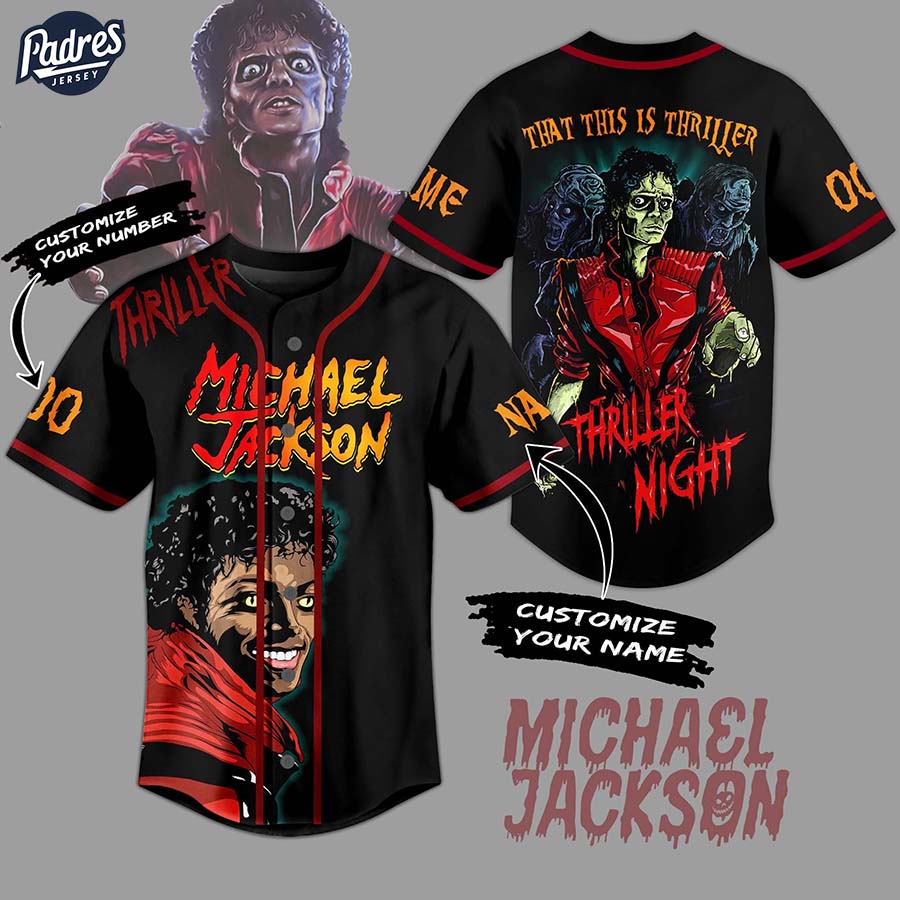 Custom Michael Jackson Thriller Night Baseball Jersey - Padres Jersey Oasis: Elevate Your Baseball Style Game... (Image 3)