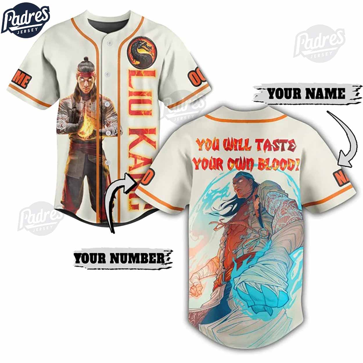 Custom Mortal Kombat Liu Kang Baseball Jersey - Padres Jersey Oasis: Elevate Your Baseball Style Game T-Shirts,... (Image 1)