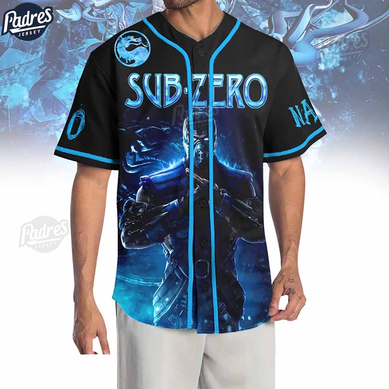 Custom Mortal Kombat Sub Zero Baseball Jersey - Padres Jersey Oasis: Elevate Your Baseball Style Game T-Shirts,... (Image 2)