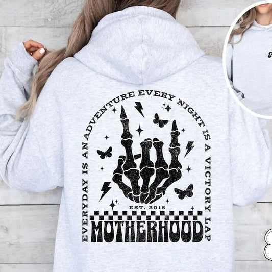 Custom Motherhood Hoodie, Funny Mom Hoodie, Mama Rock Hoodie, Cool Mom Gift, Skeleton Hoodie, Mothers Day Gift For Mom, Personalized Hoodie