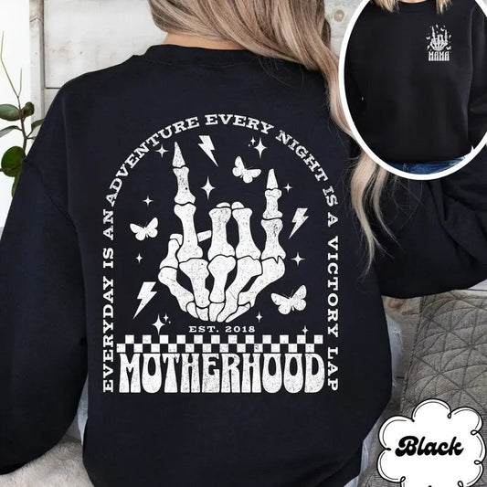 Custom Motherhood Sweatshirt, Funny Mom Sweatshirt, Mama Rock Sweatshirt, Cool Mom Gift, Skeleton Crewneck, Mothers Day Gift For Mom