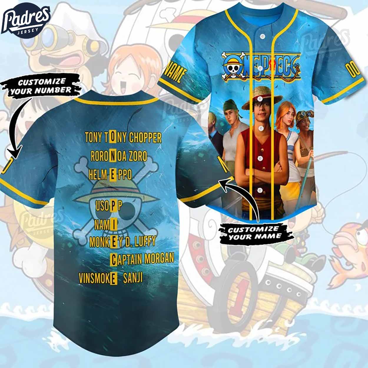 Custom Movie One Piece Characters Baseball Jersey - Padres Jersey Oasis: Elevate Your Baseball Style Game
