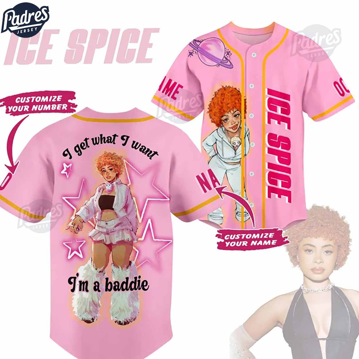 Custom Music Ice Spice Baseball Jersey - Padres Jersey Oasis: Elevate Your Baseball Style Game T-Shirts,... (Image 1)
