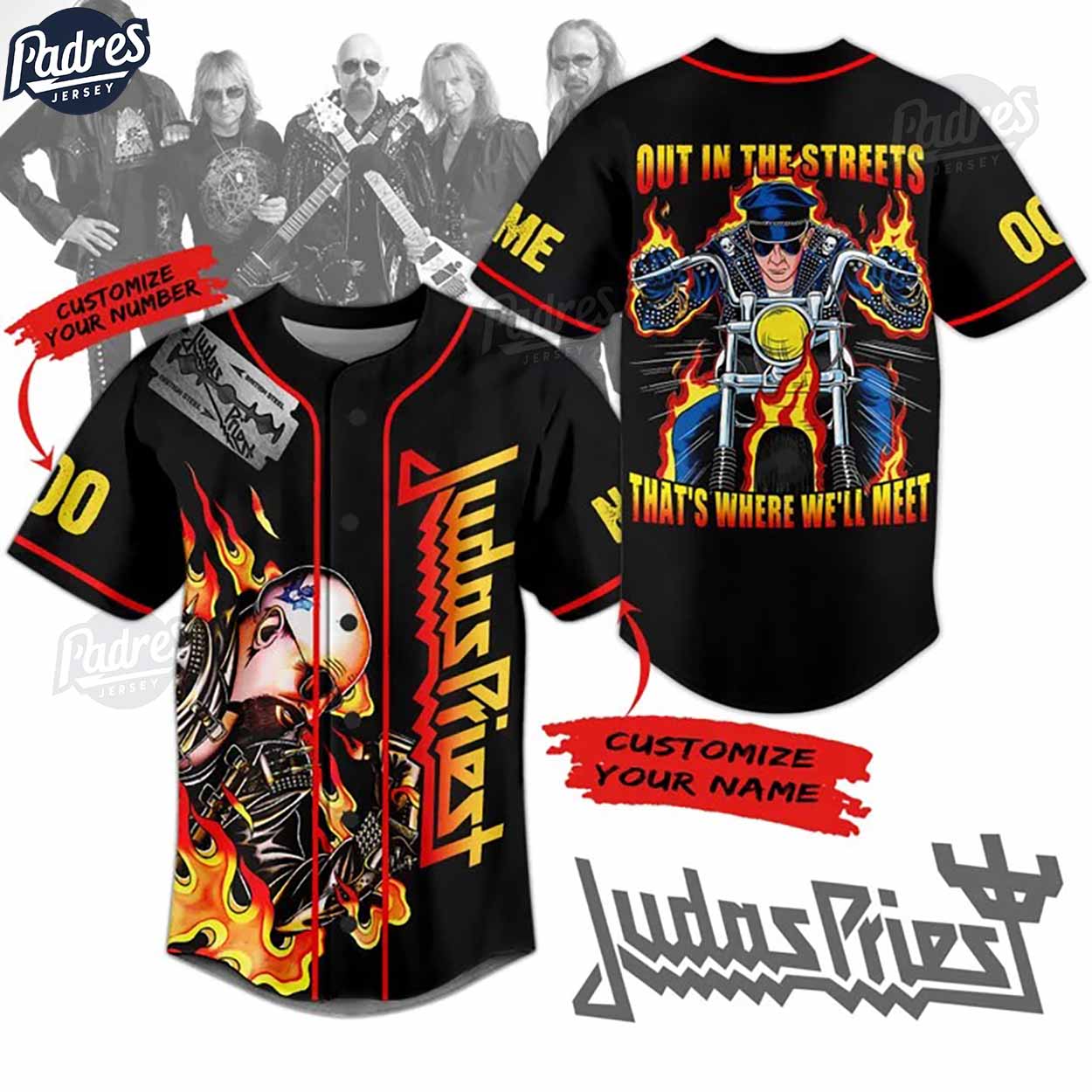 Custom Music Judas Priest Baseball Jersey - Padres Jersey Oasis: Elevate Your Baseball Style Game T-Shirts,... (Image 1)