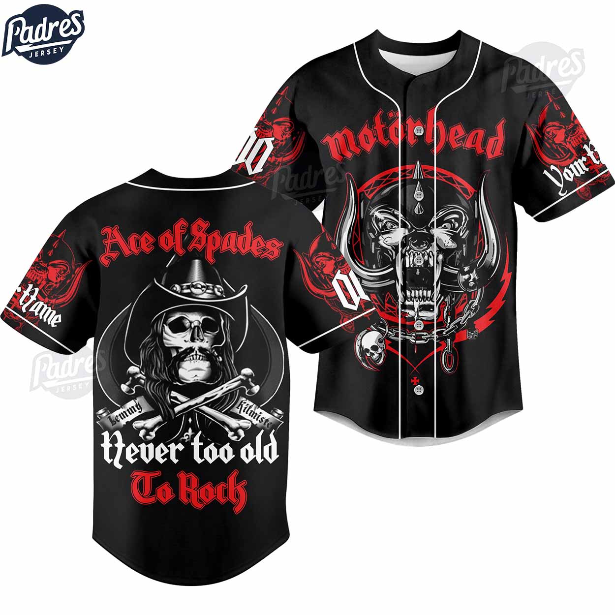 Custom Music Motorhead Rock Band Baseball Jersey Style - Padres Jersey Oasis: Elevate Your Baseball Style Game