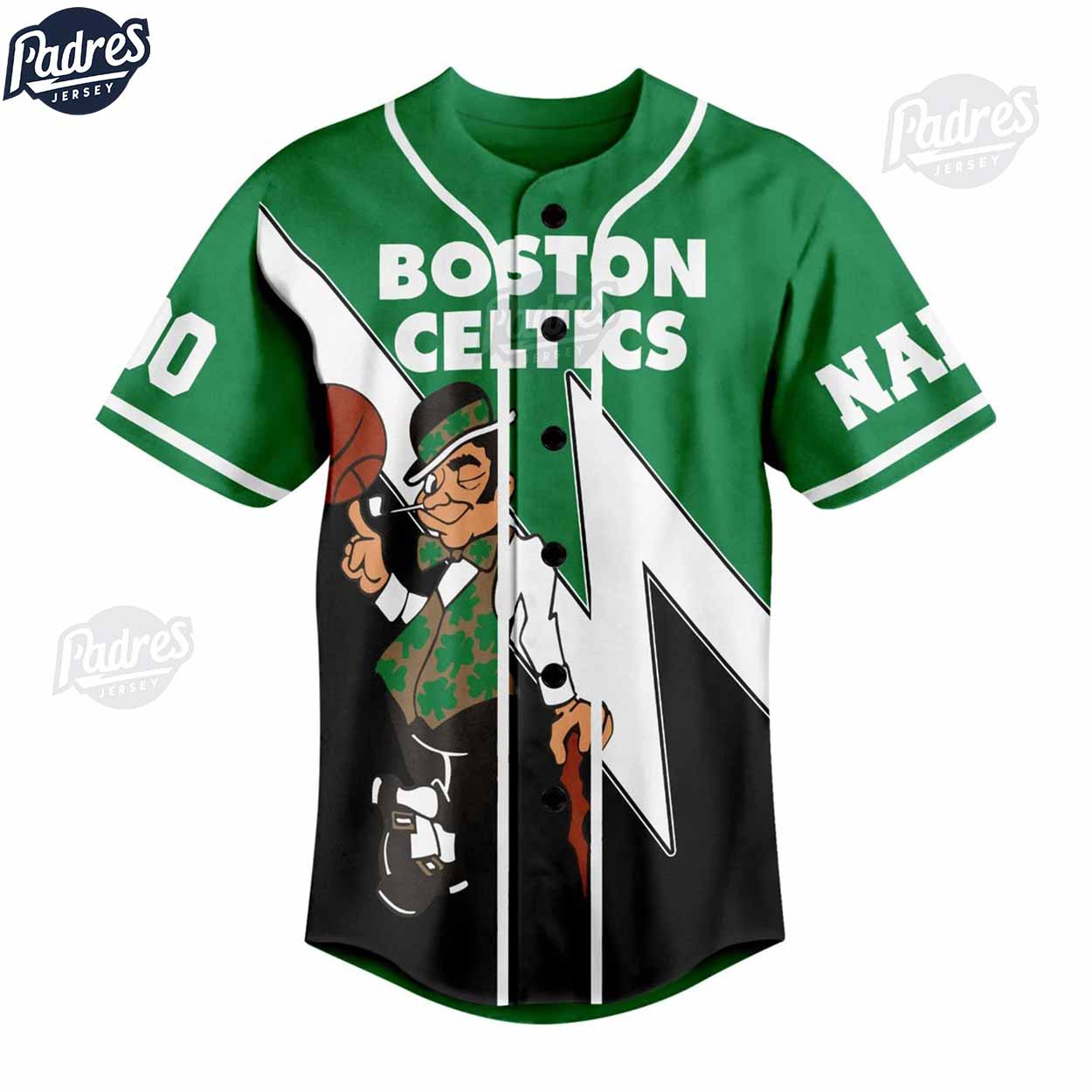 Custom NBA Let's Go Celtics Boston Celtics Baseball Jersey Style - Padres Jersey Oasis: Elevate Your Baseball... (Image 2)