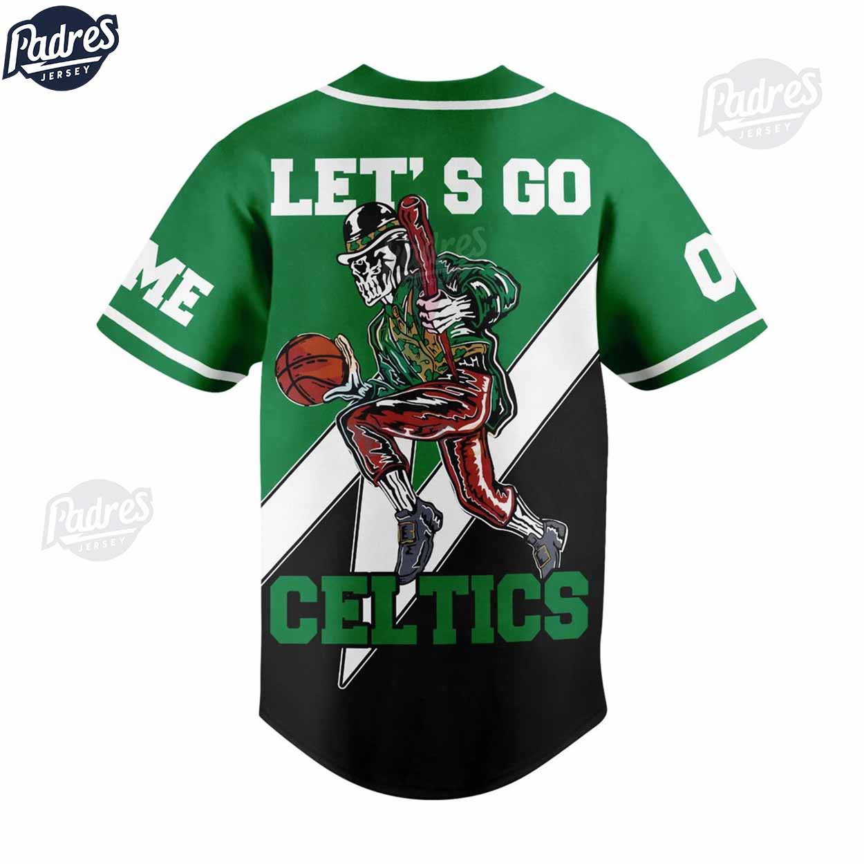 Custom NBA Let's Go Celtics Boston Celtics Baseball Jersey Style - Padres Jersey Oasis: Elevate Your Baseball... (Image 3)