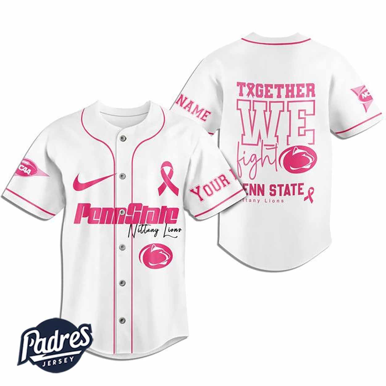 Custom NCAA Penn State Nittany Lions Breast Cancer Baseball Jersey - Padres Jersey Oasis: Elevate Your Baseball Style Game