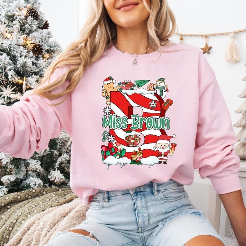 Custom Name Teacher Christmas Sweatshirt, Very Merry Teacher T-shirt, Christmas Teacher Life Hoodie, Merry Christmas Shirt, Teacher Gifts