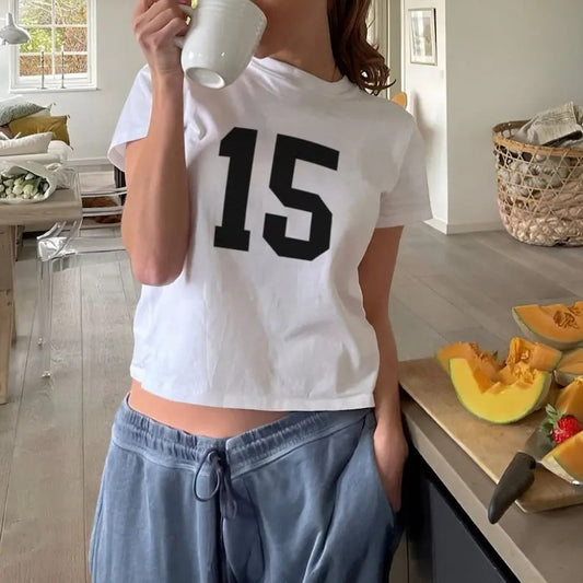 Custom Number Baby Tee, 90s Y2k Blokette Baby Tee