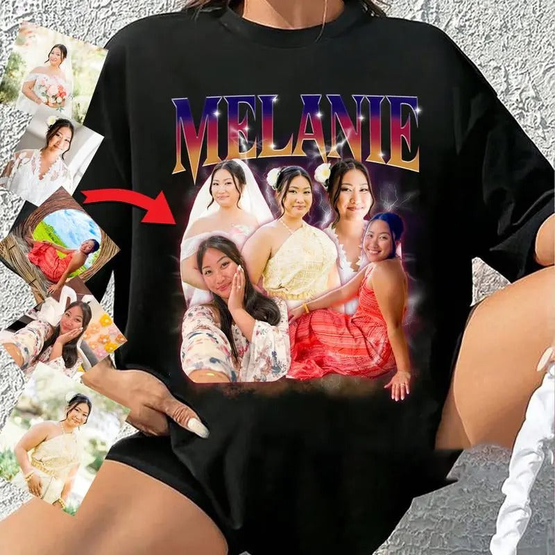 Custom Photo Bootleg Shirt With Face Girlfriend Vintage Rap Tee, Custom Bootleg Rap Tee, Custom Photo Custom Photo Shirt, CUSTOM Bootleg, HL90