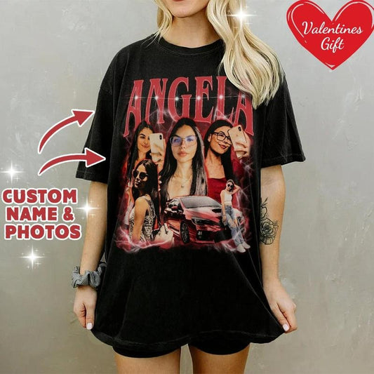 Custom Rap Tee shirt, Vintage Custom Photo Tee, Personalized Vintage 90s Outfit, Custom Birthday Gifts, Gift for Girlfriend, Gift for Boyfriend