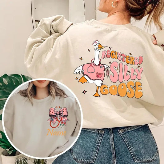 Custom Registered Halloween Sweatshirt, Nurse Silly Goose Sweatshirt, Nursing Student Shirt, Nurse Gift, Nurse Appreciation Shirt, Funny Goose Sweatshirt, Full Size, Full Color