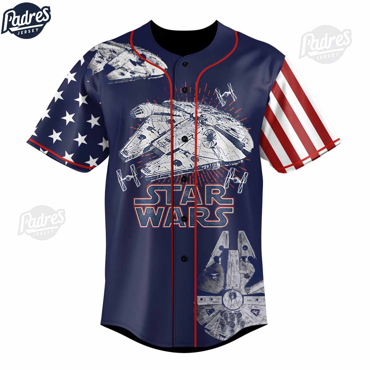 Custom Star Wars USA Flag Baseball Jersey - Padres Jersey Oasis: Elevate Your Baseball Style Game
